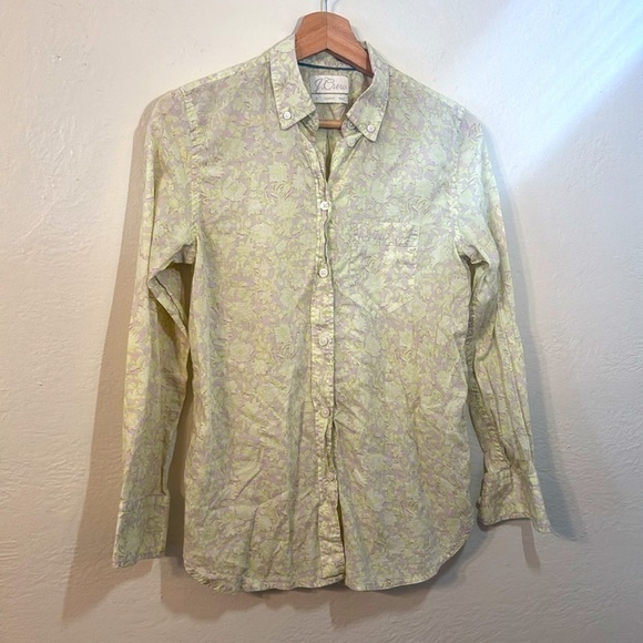 J.Crew Classic-Fit Cotton Voile Shirt Rose Vines Floral Neon Preppy Fairy Sz2 - Picture 3 of 9